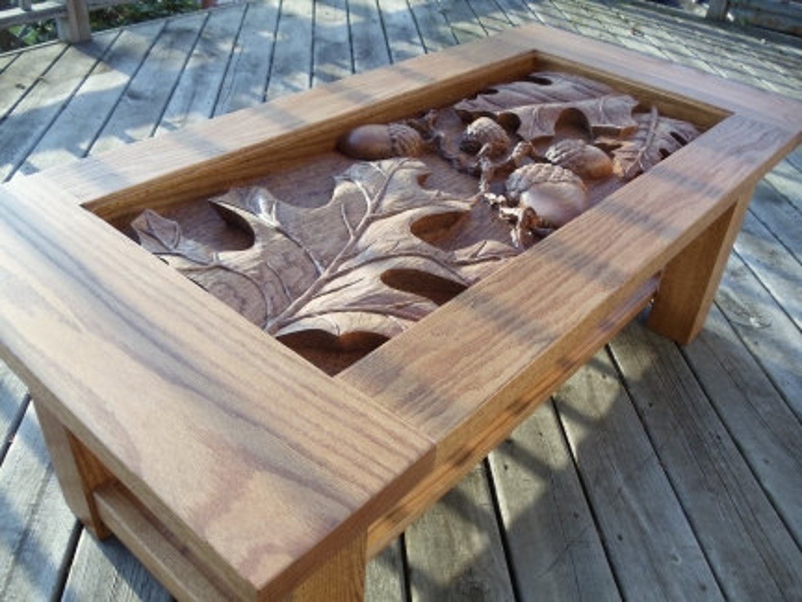 Rustic Table, Hand Carved Coffee Table, Cabin Table, Cottage Table