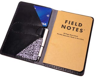 Leather EDC Refillable Pocket Journal Cover - Field Notes/Moleskine - Made in TX