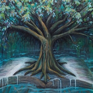 Rooted in Truth Prophetic Painting Print Bible Tree of Life Book of Life