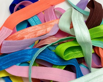 Grab bag  5/8" SOLID FOE 40 yards (2 yards each color) headband-hair ties supplies