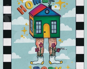 Homebody DIGITAL Print! cute, quirky, funny, lgbt, decor, clouds, creative, colorful
