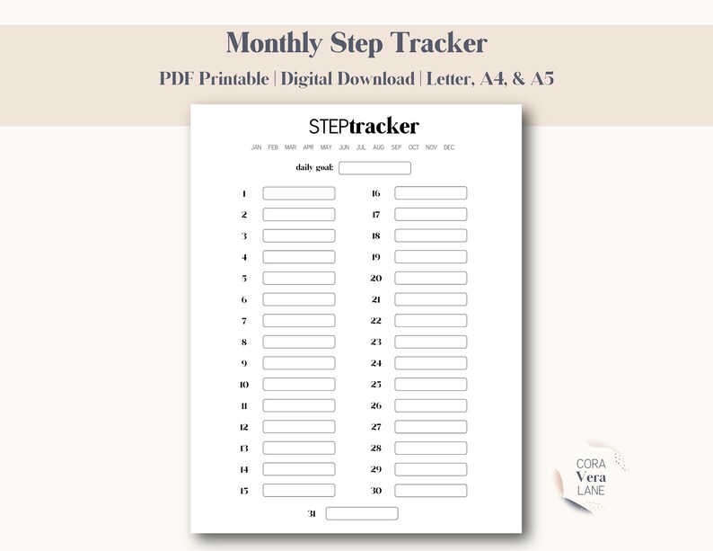 Monthly Step Tracker Printable Step Tracking Step Counter Etsy.de