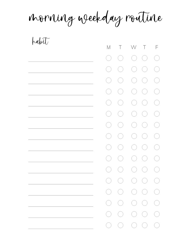Daily Routine Checklist Editable, Morning Routine, Evening Routine ...