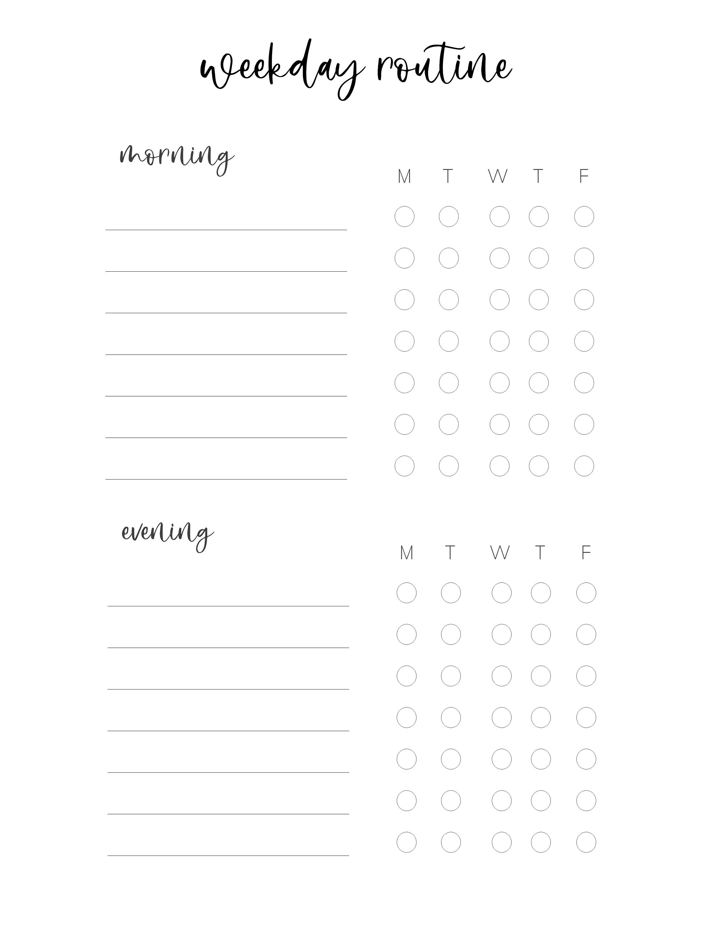 Daily Routine Checklist Editable Morning Routine Evening Etsy