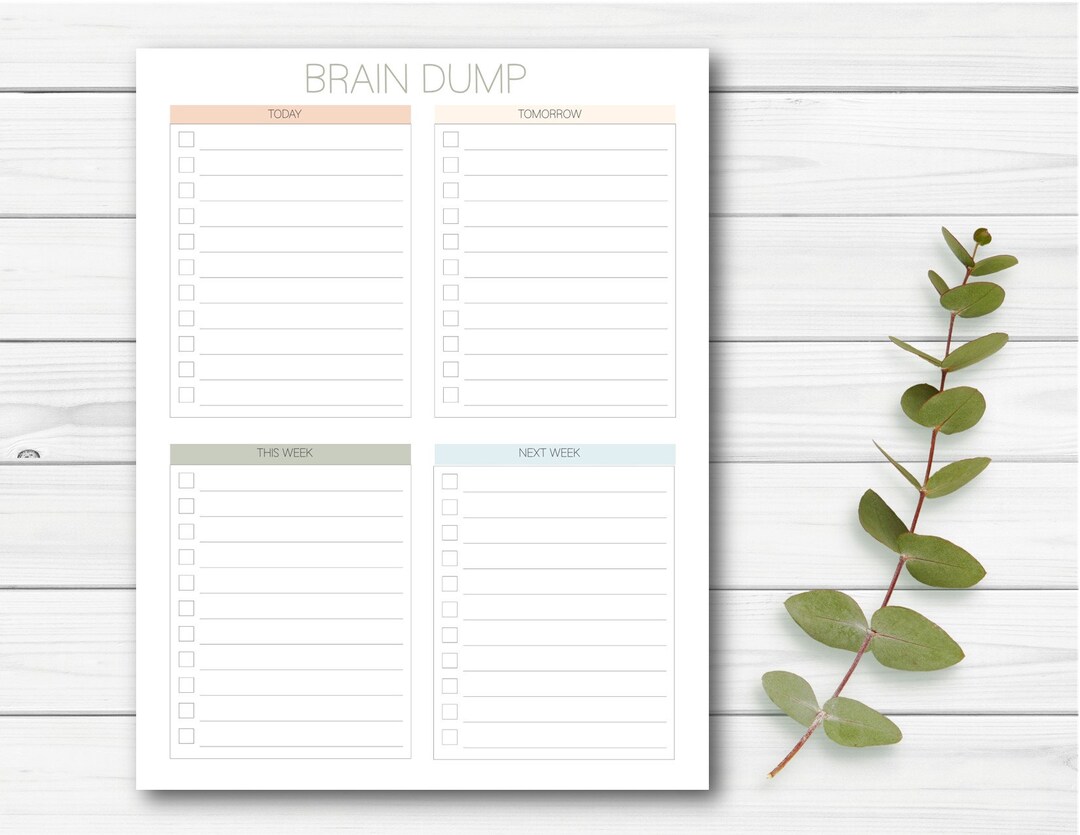 Brain Dump Printable, Instant Download, Productivity Planner, Quick ...