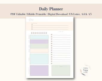Daily Planner, Minimalist Daily Checklist, Daily To Do List Printable, Daily Checklist - US Letter, A4 & A5