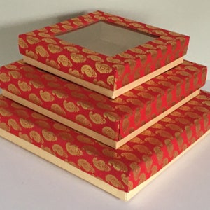 SQUARE WINDOW Gift Boxes, Indian weddings, Diwali Gift, Fancy Gift Box, Indian Sweet or Mithai Box, Mehndi & Sangeet gifts,Christmas Gift image 3