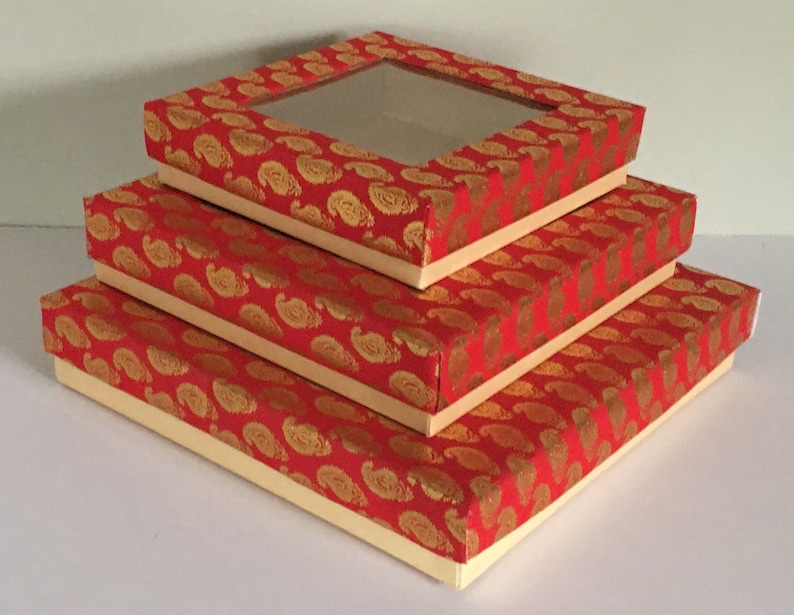 SQUARE WINDOW Gift Boxes, Indian weddings, Diwali Gift, Fancy Gift Box, Indian Sweet or Mithai Box, Mehndi & Sangeet gifts,Christmas Gift image 3