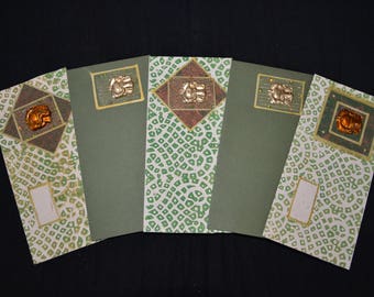 SET OF 5, Handmade Money Holder Set, Shagan Envelope, Indian Wedding, Money Envelope, Cash Envelope, Green Envelopes for Indian Wedding,