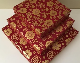SPECIAL OFFER, Set of 3, S-M-L Square Gift Boxes, Indian weddings, Diwali Gift, Fancy Box, Party favor, Mehndi & Sangeet gifts,