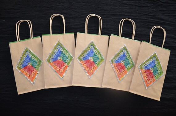 Set Of 5 Small Gift Bags Indian Wedding Gift Bagstraditional Etsy