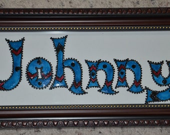 Name Plate, Johnny, Handmade Name, Hand painted Name, Christmas gift, Gift for Boys, Birthday gift