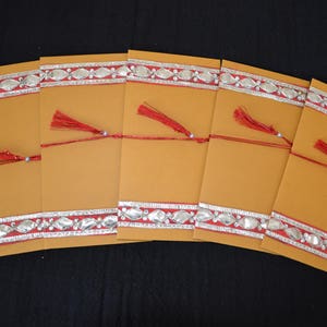 SET OF 5, Handmade Money Holder Set,Shagan Envelope,Indian Wedding,Money Envelope,Cash Envelope,Diwali Special, Eid Special,Indian Festivals 5 yellow