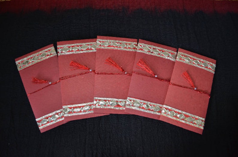 SET OF 5, Handmade Money Holder Set,Shagan Envelope,Indian Wedding,Money Envelope,Cash Envelope,Diwali Special, Eid Special,Indian Festivals 5 Red