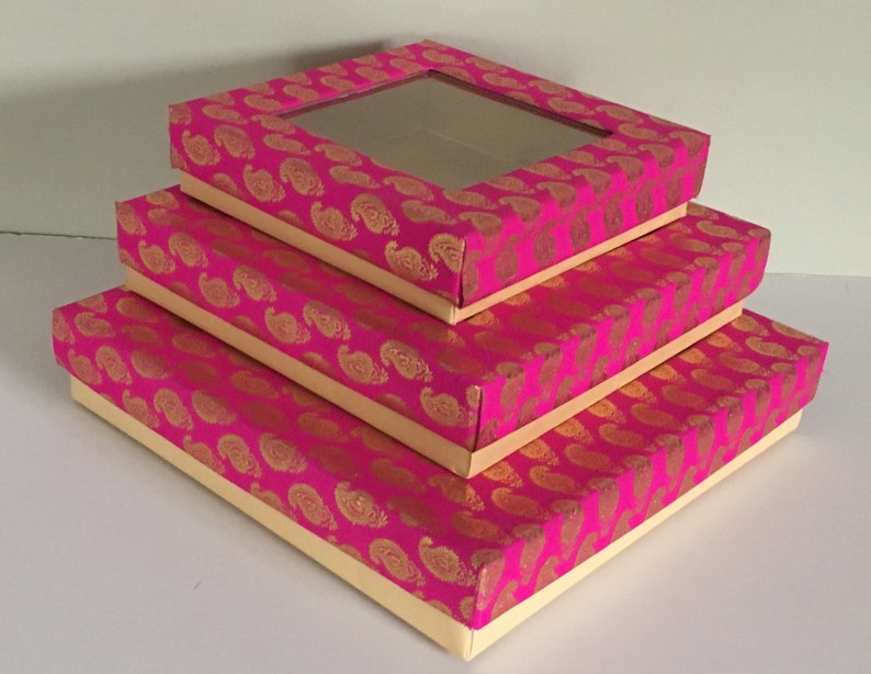 SQUARE WINDOW Gift Boxes, Indian weddings, Diwali Gift, Fancy Gift Box, Indian Sweet or Mithai Box, Mehndi & Sangeet gifts,Christmas Gift image 5