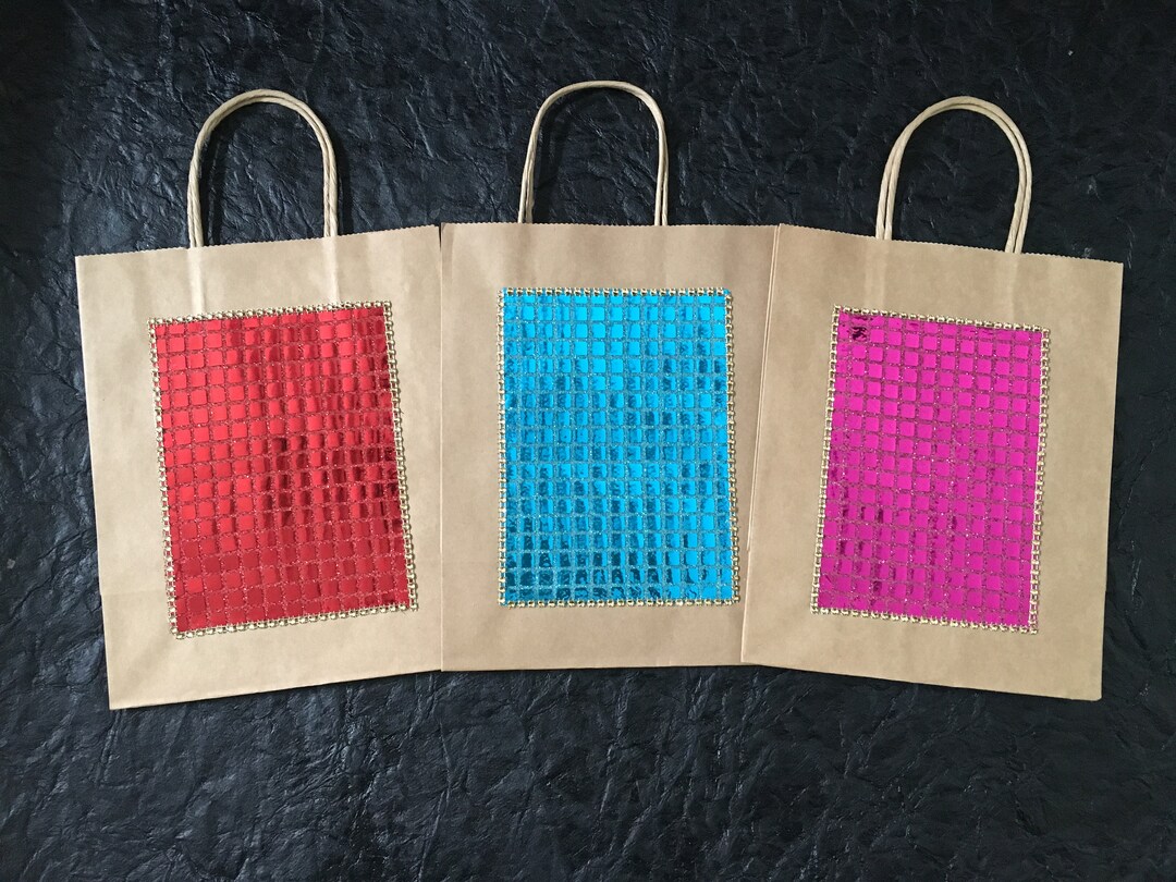 3 Shiny Gift Bags Wedding Gift Baghandmadeindian Etsy