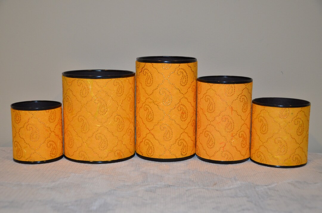 Set of 5, Handmade Pencil Holder Set, Yellow, Gifts for Graduates,gifts