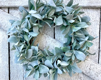 Lamb’s Ear Farmhouse Wreath | Everyday Front Door Decor | Mini Wreath | Cabinet Wreath | Year Round Wreath | Wreaths Fall Lambs Ear Wreath