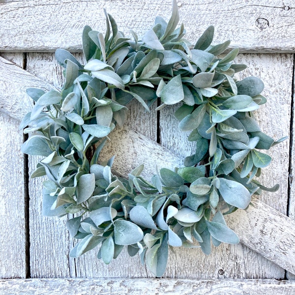 Lamb’s Ear Farmhouse Wreath | Everyday Front Door Decor | Mini Wreath | Cabinet Wreath | Year Round Wreath | Wreaths Fall Lambs Ear Wreath