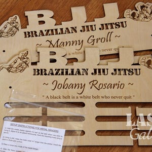 Personalized Brazilian Jiu Jitsu Medal Display Gift Custom BJJ Brazilian Jiujitsu Medal Hanger With Name BJJ Martial Arts Medal Rack image 4