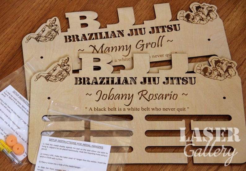 Personalized Brazilian Jiu Jitsu Medal Display Gift Custom BJJ Brazilian Jiujitsu Medal Hanger With Name BJJ Martial Arts Medal Rack image 4