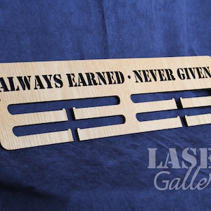 Wooden Medal Rack for Runner - Laser Cut Wooden Running Medal Hanger Always Earned Never Given - Race Medal Holder Medal Rack Medal Display