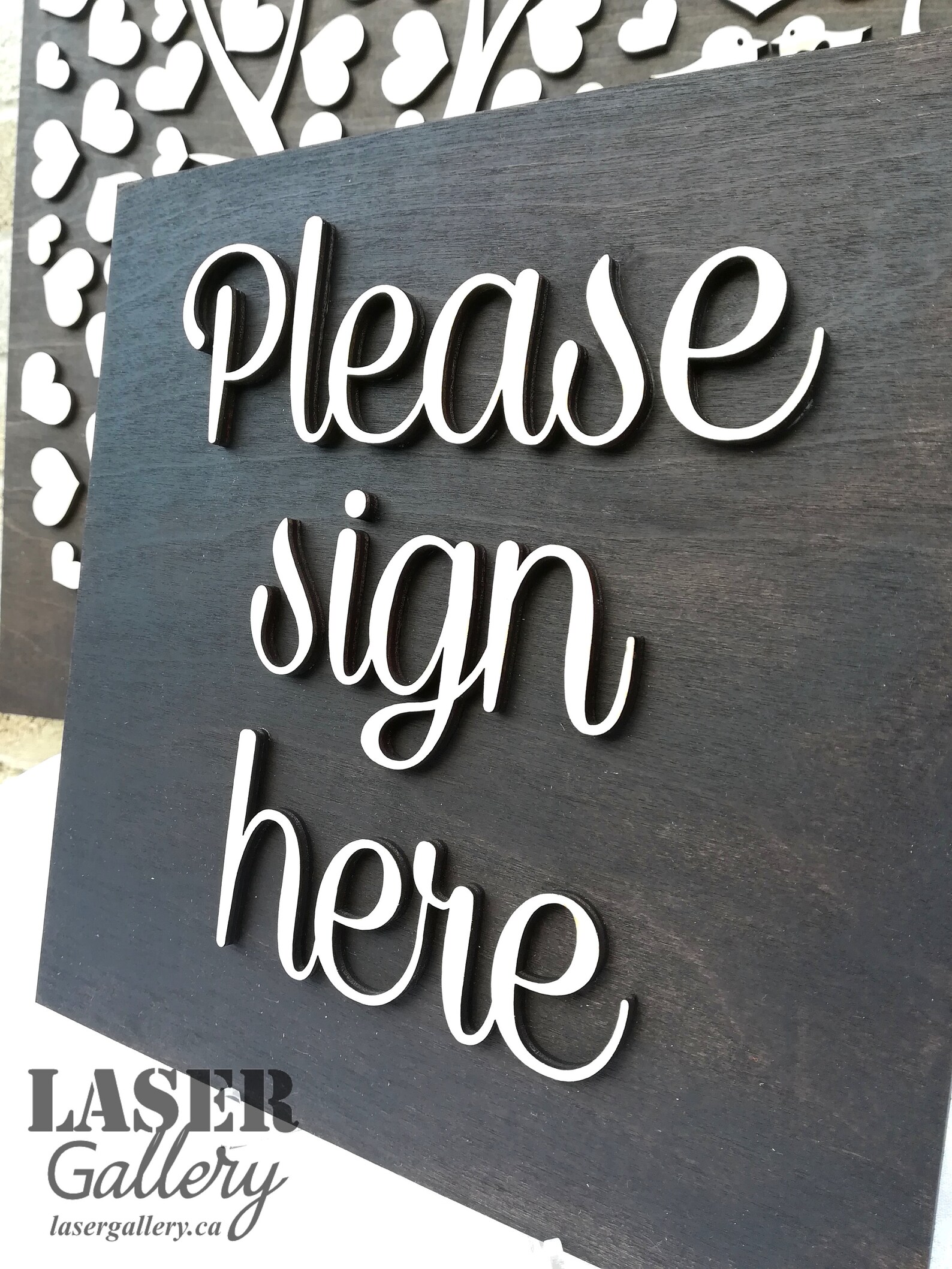 PLEASE SIGN HERE Wedding Guest Book Sign Laser Cut Wooden Etsy