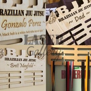 Personalized Brazilian Jiu Jitsu Medal Display Gift Custom BJJ Brazilian Jiujitsu Medal Hanger With Name BJJ Martial Arts Medal Rack image 9