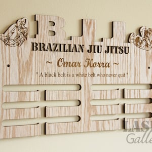 Personalized BJJ Medal Display Hanger - Custom BJJ Medal Rack Brazilian Jiu Jitsu Medal Hanger With Name - Personalized Martial Arts Gift