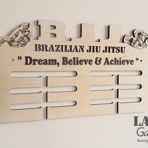 Personalized Brazilian Jiu Jitsu Medal Display Gift Custom BJJ Brazilian Jiujitsu Medal Hanger With Name BJJ Martial Arts Medal Rack image 5