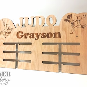 Custom JUDO Medal Display - Laser Cut & Engraved Custom Wooden Judo Medal Hanger - Personalized Martial Arts Wooden Medal Rack - Judo Gift