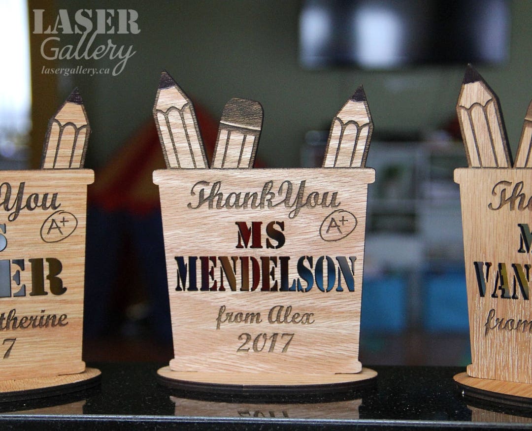 Unique Teacher Gift With Name Personalized Laser Cut Pencil Holder Gift ...
