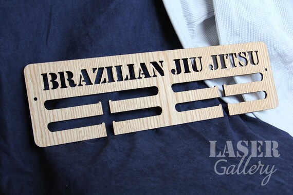 Custom BJJ Brazilian Jiu Jitsu Medal Display Laser Cut Wooden Medal Hanger 