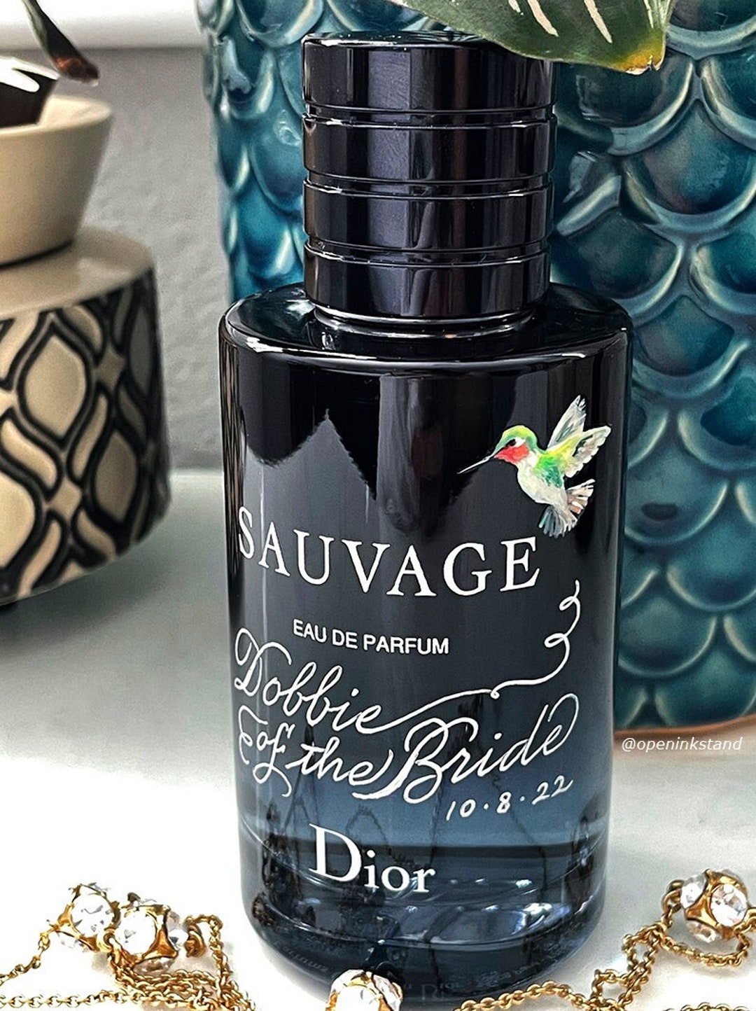 Bottle Painting AND Engraved Personalized Fragrance Cologne 