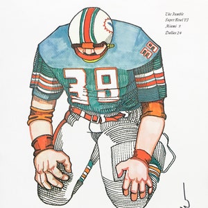 Ferdie Pacheco „The Fumble Super Bowl VI” – Miami Dolphins – litografia z podpisem ręcznym – COA – GallArt