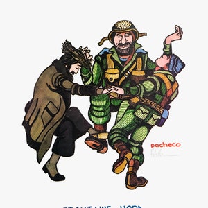 Ferdie Pacheco „Front Line Hora” – 1978 – litografia z podpisem ręcznym – Judaica Art – COA – GallArt