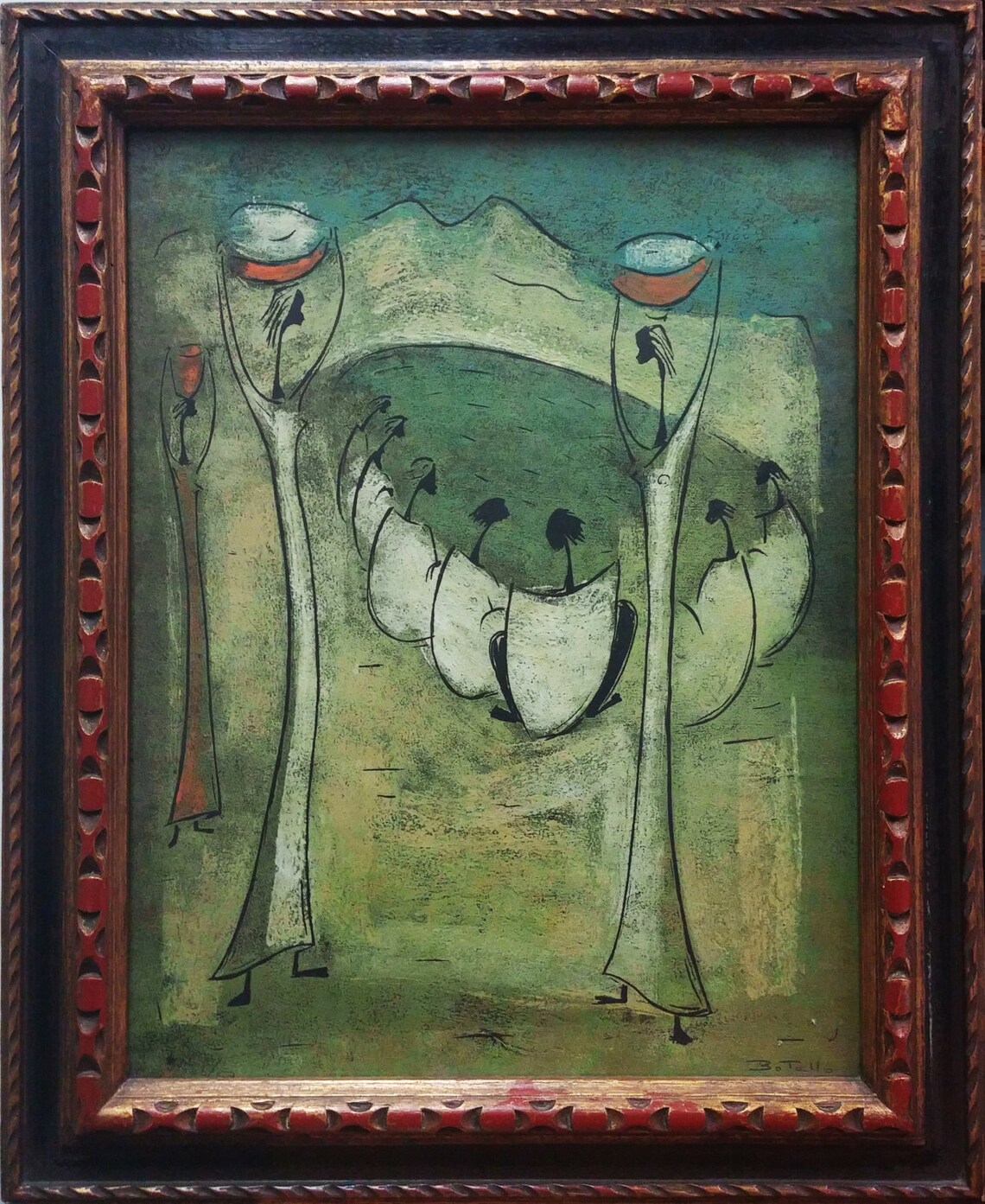 Angel Botello uknown Title Signed Linocut Etsy