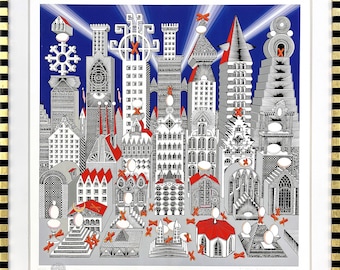 Pedro Friedeberg "Ciudad de un Millon de Huevos y Veinticinco Duros" - Firmado a mano - Enmarcado a medida