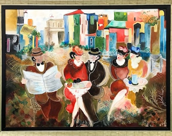Zule Moskowitz "Buenos Aires" - Huge Original Painting on Canvas - Framed - GallArt