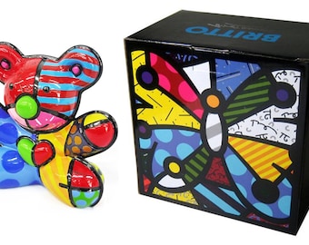 Romero Britto &quot;Oso de la esperanza&quot; - Escultura de poliresina rara - Nueva en caja - GallArt