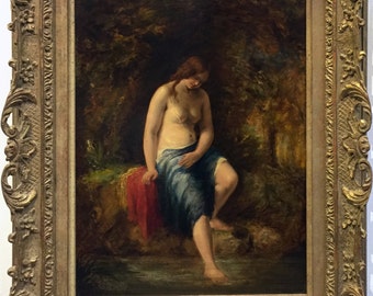 William Etty &quot;Bather&quot; - Original Oil/Panel - COA - Buy/Sell/Trade - See Live at GallArt