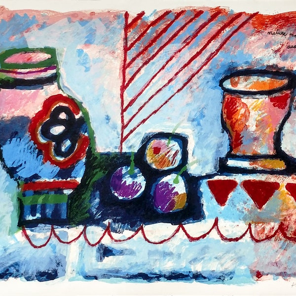 Theo Tobiasse "Nature Morte Aux Trois Pommes" - Hand Signed Lithograph  - COA - See Live at GallArt