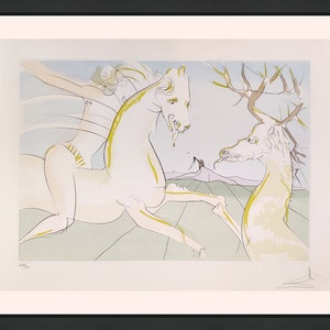 Salvador Dali &quot;Le Cavalier Et Le Cerf&quot; - 1974 - Rare Signed Engraving - Framed - Frank Hunter Authenticated - GallArt