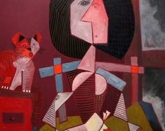 Jesus Fuertes &quot;Criada Y Gato&quot; - 1992 - Original Mixed Media - Retail 60,000 - COA - Buy/Sell/Trade - See Live at GallArt