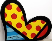 Romero Britto "For You Heart" - S/N Enamel/Aluminum Sculpture - See Live at GallArt - Buy/Sell