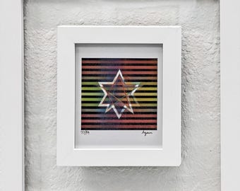 Yaacov Agam "Star Of David" - Hand Signed Agamograph - 3D Lenticular - Framed - COA