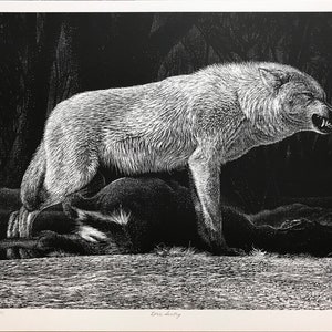 Robert Pow &#39;Lone Sentry&#39; - Hand signierter Druck - Wolf - andere verfügbar - GallArt