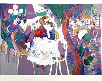 Isaac Maimon "West Bank Cafe" - 1993 - Large Hand Signed Serigraph - COA - GallArt