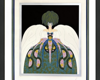 Erte "Copacabana" - 1983 - Serigrafía grande firmada a mano con estampado en relieve y lámina metálica - Enmarcada - Certificado de autenticidad