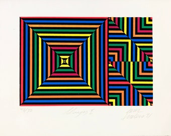 Antonio Perez Melero "Mayas I" - 1991 - Hand Signed Serigraph - Abstract Op Art - COA - GallArt